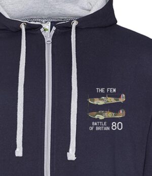 Battle of Britain 80 Navy Blue and Heather Grey Zipped Hoodie Battle of Britain 80 Navy Blue and Heather Grey Zipped Hoodie