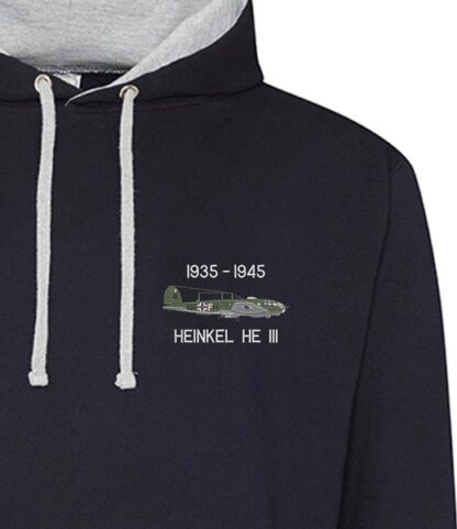 Classic Military Aircraft Heinkel 111 Navy Blue Hoodie Snippet