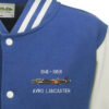 Avro Lancaster 419 Sqn VR-R Ropey Royal Blue White Varsity Jacket snippet Avro Lancaster 419 Sqn VR-R Ropey Royal Blue White Varsity Jacket snippet