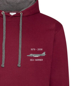 Sea Harrier burgundy and charcoal hoodie Sea Harrier burgundy and charcoal hoodie