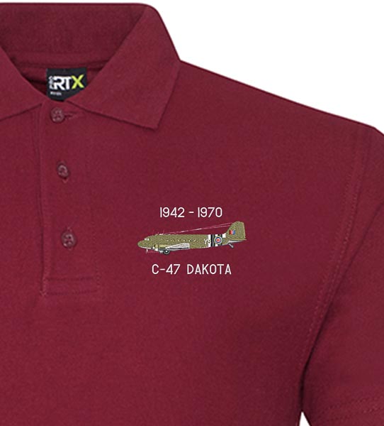 RAF C-47 Dakota Burgundy Polo Snippet RAF C-47 Dakota Burgundy Polo Snippet