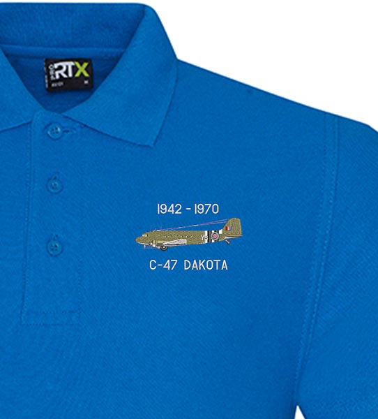 RAF C-47 Dakota Sapphire Blue Polo Snippet RAF C-47 Dakota Sapphire Blue Polo Snippet