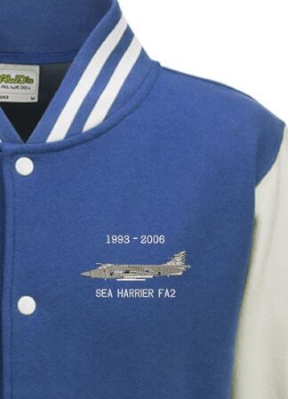 Sea Harrier royal blue and white Varsity Jacket snippet