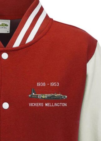 Wellington red and white Varsity Jacket snippet