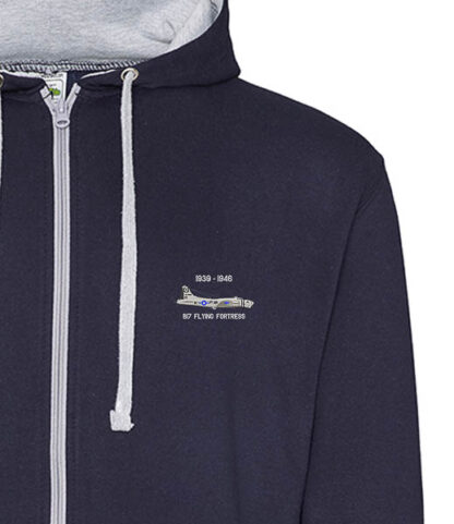 100th BG B17 navy heather zipped hoodie