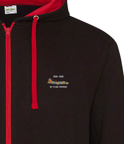 94th BG B17 black red zipped hoodie