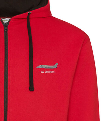 f35B red black zipped hoodie