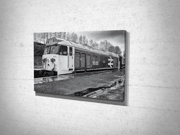 Black and White Class 50 Loco 50015 Valiant at Bury Canvas Print Black and White Class 50 Loco 50015 Valiant at Bury Canvas Print