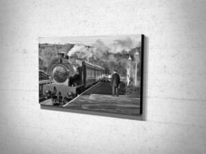 Black and White Steam Train at Darley Dale Station Canvas Print Black and White Steam Train at Darley Dale Station Canvas Print