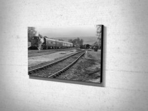 Black and White Steam Train at Rowsley Station Canvas Print Black and White Steam Train at Rowsley Station Canvas Print
