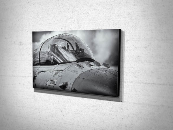 B&W Closeup of F16 Cockpit Canvas Print B&W Closeup of F16 Cockpit Canvas Print