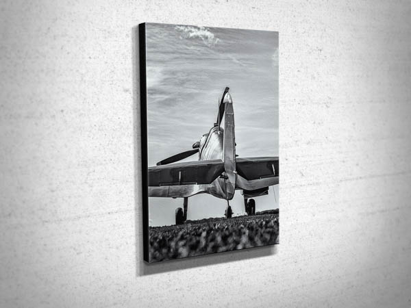 B&W Spitfire Rear View Canvas Print