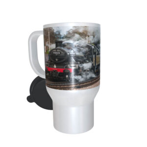 Double Headed steam at Leicester North travel mug