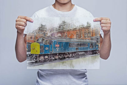 Man Holding Class 45 Loco 45104 Wall Art Print