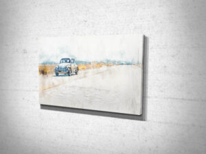 VW Beetle on Route 66 Digital Art Canvas Print VW Beetle on Route 66 Digital Art Canvas Print