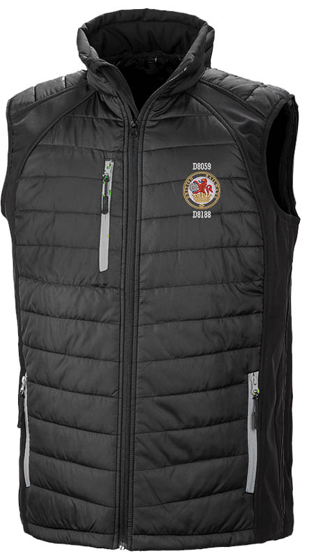 Class 20 Lion and Wheel Black Grey Body Warmer Class 20 Lion and Wheel Black Grey Body Warmer