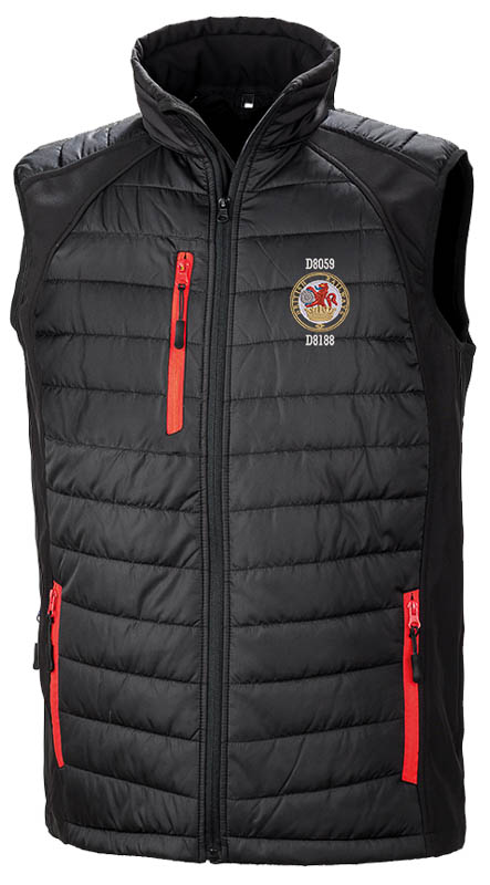 Class 20 Lion and Wheel Black red Body Warmer Class 20 Lion and Wheel Black red Body Warmer