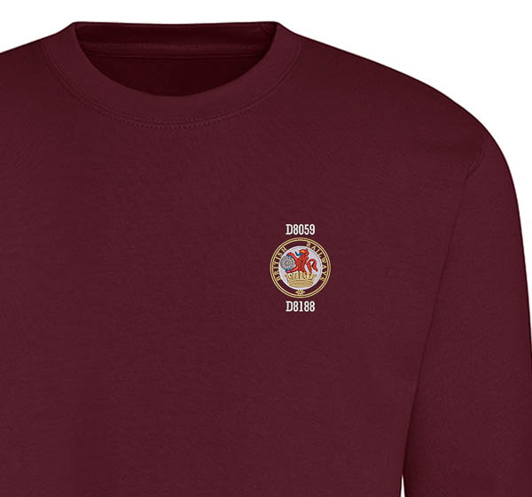 D8059 D8188 Lion and Wheel Burgundy Sweatshirt D8059 D8188 Lion and Wheel Burgundy Sweatshirt