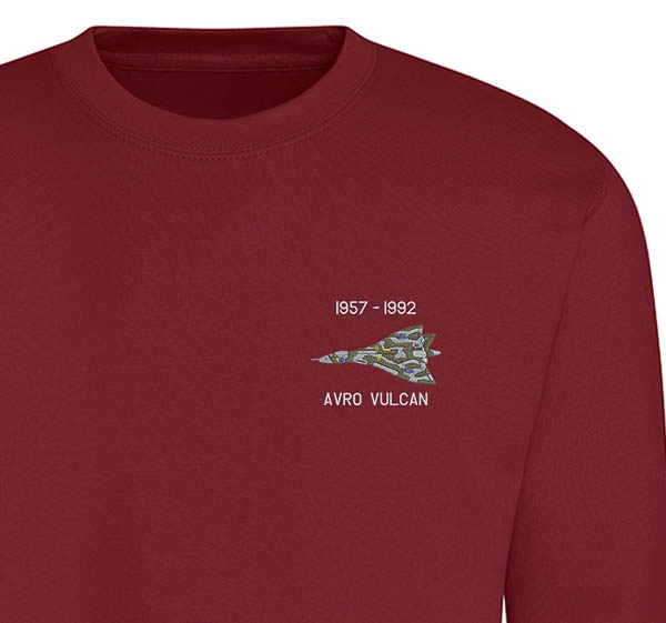 Avro Vulcan 617 sqn Chilli Red Sweatshirt Avro Vulcan 617 sqn Chilli Red Sweatshirt
