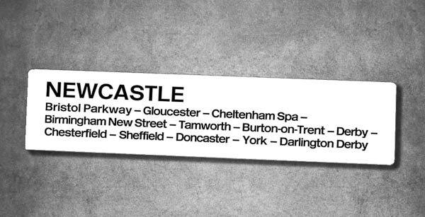 Bristol TM - Newcastle Window Label No Loco Sign