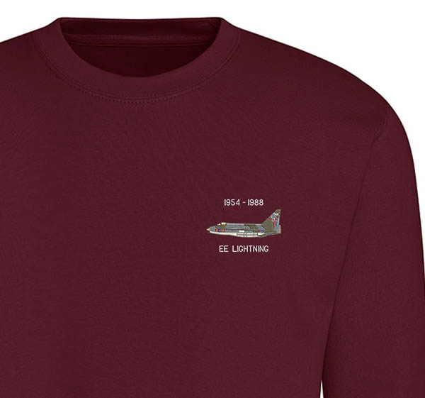 Lightning 5 sqn Classic Aircraft Burgundy Sweatshirt Lightning 5 sqn Classic Aircraft Burgundy Sweatshirt