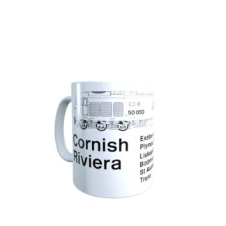 Penzance - Paddington Cornish Riviera window label Class 50 mug