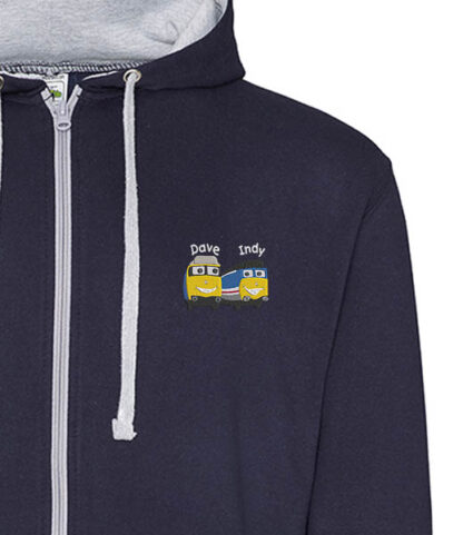 Navy and Heather zipped hoodie Dave n Indy v4