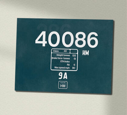 Class 40 40086 Limited Edition weathered Data Panel Sign