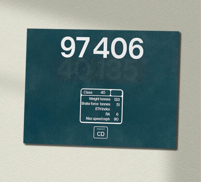 Class 40 97406 - 40135 Limited Edition weathered v2 Data Panel Sign