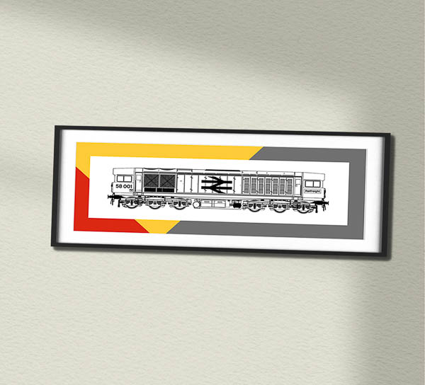 Class 58 58001 Red Stripe Railfreight Framed Swash