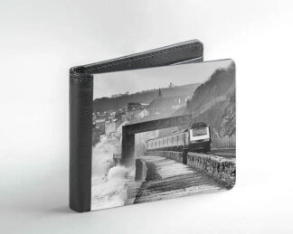 Waves pounding Dawlish sea wall Faux Leather Wallet