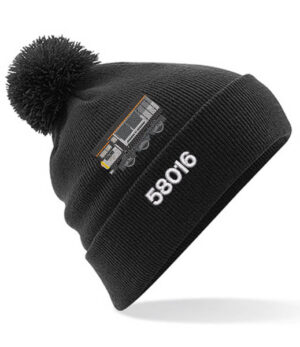 58016 Coal v13 Black Pom Pom Beanie with number