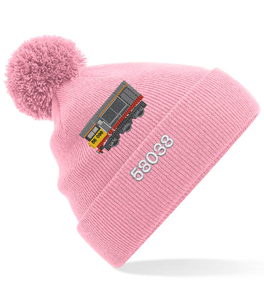 58038 RS RF Pink Pom Pom Beanie with number
