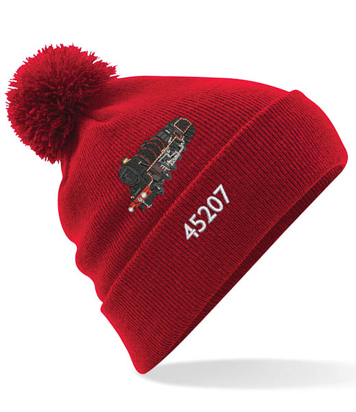 Black 5 45207 Red Pom Pom Beanie with number