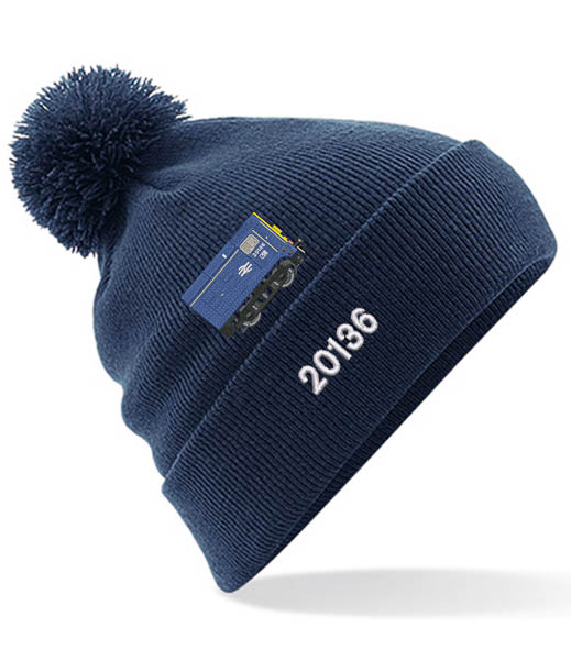 Class 20 20136 Navy Blue Pom Pom Beanie with number Class 20 20136 Navy Blue Pom Pom Beanie with number
