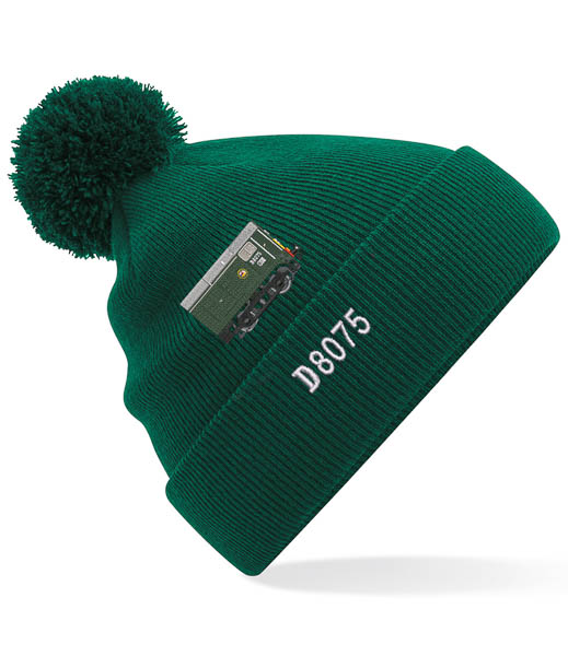 Class 20 Green D8075 v3 Bottle Green Pom Pom Beanie with number Class 20 Green D8075 v3 Bottle Green Pom Pom Beanie with number