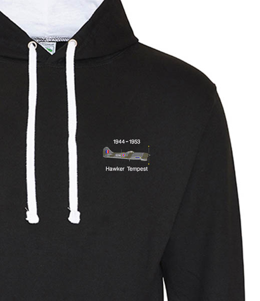 Black and White hoodie Hawker Tempest EDM 122 wing Black and White hoodie Hawker Tempest EDM 122 wing