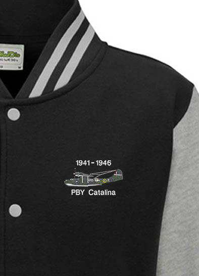 Black grey Varsity Jacket Catalina RAF 209 Sqn Black grey Varsity Jacket Catalina RAF 209 Sqn