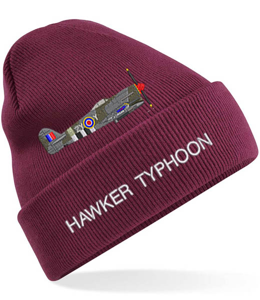 Hawker Typhoon 247 Sqn Burgundy Beanie Hat Hawker Typhoon 247 Sqn Burgundy Beanie Hat