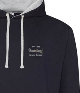 Navy and heather hoodie Hawker Tempest EDM 122 wing Navy and heather hoodie Hawker Tempest EDM 122 wing