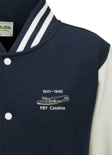 Navy Blue and White Varsity Jacket Catalina RAF 209 Sqn Navy Blue and White Varsity Jacket Catalina RAF 209 Sqn