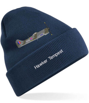 Navy Blue Cuffed Beanie Hawker Tempest EDM 122 wing Navy Blue Cuffed Beanie Hawker Tempest EDM 122 wing