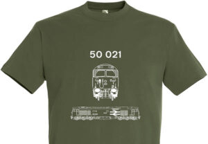 50021 Front and Side Line art Army Green T-Shirt