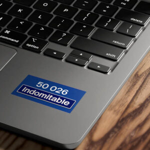 50026 Number and Nameplate Sticker on Laptop