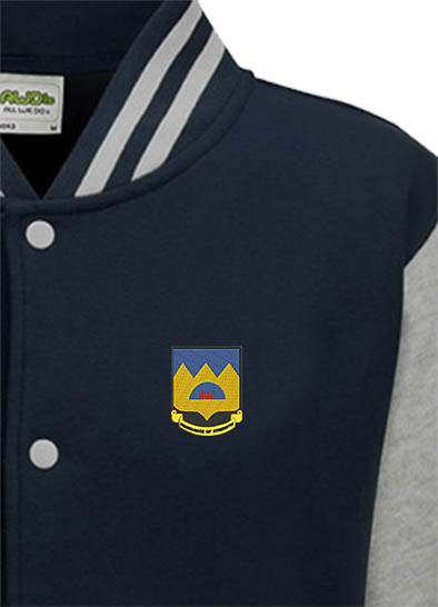306 BG Abundance of Strength Oxford Blue and grey Varsity Jacket 306 BG Abundance of Strength Oxford Blue and grey Varsity Jacket