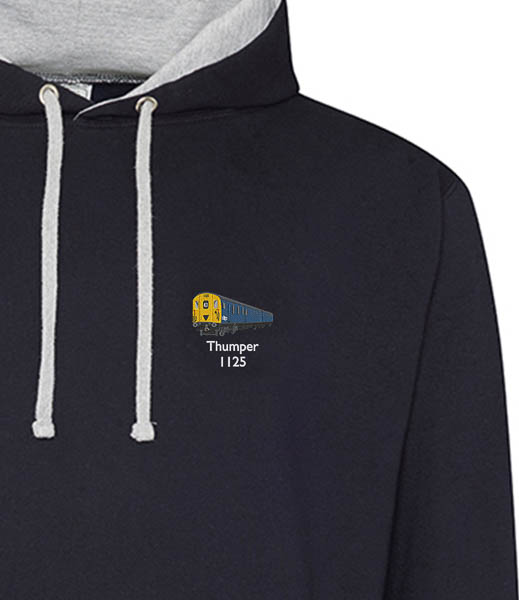 1125 Retro Navy and heather hoodie