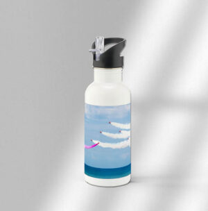 Red Arrows over the Sea White Water bottles with straw