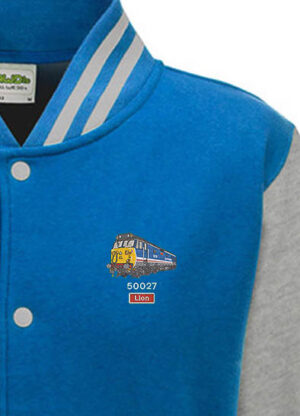 50027 Polo Cut Out Sapphire Blue and Grey Varsity Jacket 50027 Polo Cut Out Sapphire Blue and Grey Varsity Jacket