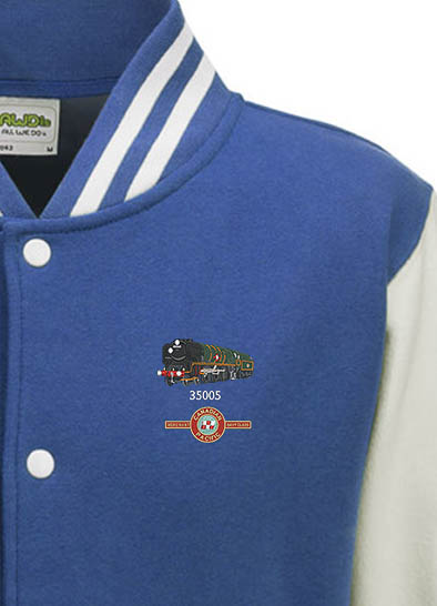 Canadian Pacific Royal Blue and White Varsity Jacket Canadian Pacific Royal Blue and White Varsity Jacket