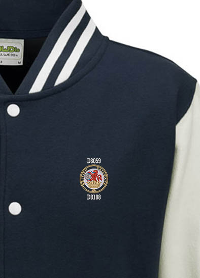 Lion and wheel logo Navy Blue and White Varsity Jacket Lion and wheel logo Navy Blue and White Varsity Jacket